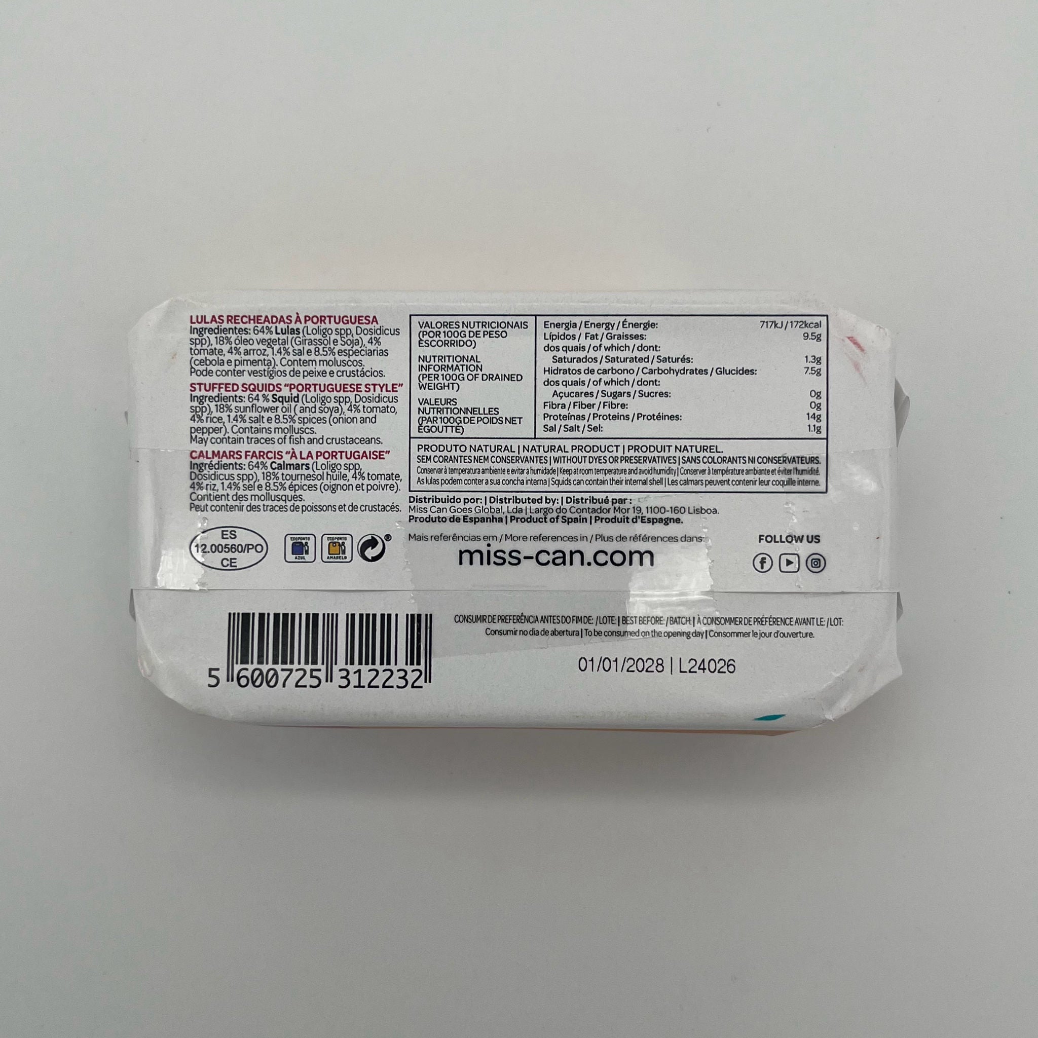 Miss Can Stuffed Squids "Portuguese Style"